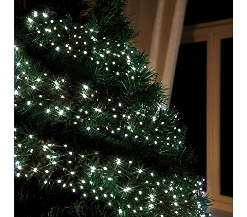 Minilucciole natalizie 240 led bianchi 8 giochi di luci 11,56 metri