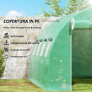 Telo per Serra 4x3x2 m con 8 Finestre Porta Avvolgibile e Bordi Interrati in PE Verde