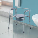 Sedia WC Altezza Regolabile in Tubi di Ferro Grigio 53.3x56.5x60-74.5 cm 