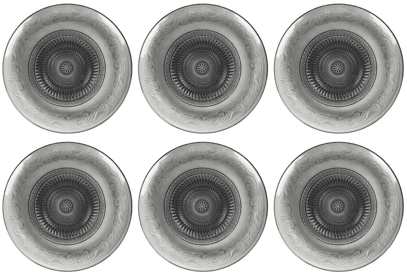 Set 6 Piatti Tondi Ø25,3x2 cm  in Vetro VdE Tivoli 1996 Imperial Grigio