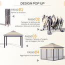 Gazebo da Giardino 330x330x288 cm con Zanzariera Beige