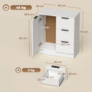 Credenza Moderna 60x30x70 cm con 3 Cassetti e Anta Soft-Close in Truciolato Bianco      