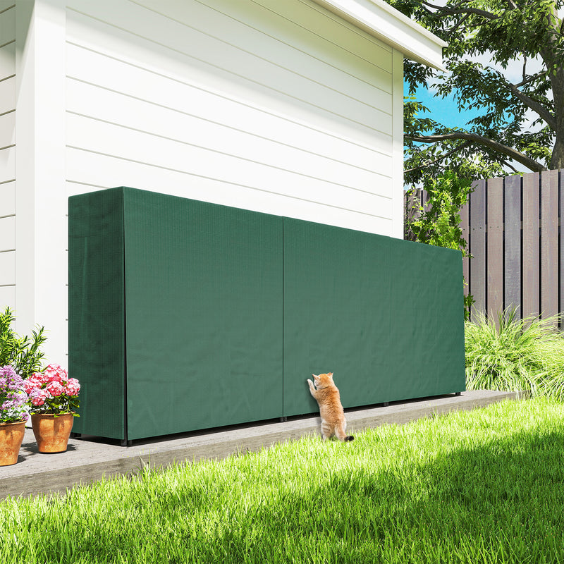 Portalegna Regolabile 300x36x99 cm con Telo Impermeabile in PE e Metallo Nero e Verde Scuro      