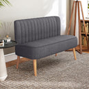Divano 2 Posti 117x56,5x77 cm Senza Braccioli con Gambe in Legno in Tessuto Effetto Lino Grigio Scuro      