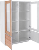Mobile Vetrina 4 Ante 100,1x41,4x146 cm Bloom Bianco Lucido e Noce
