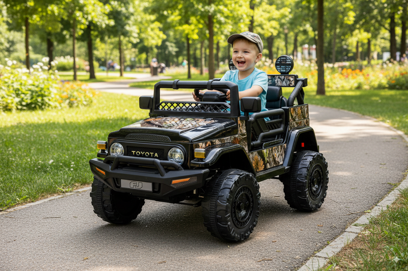 Macchina Elettrica per Bambini 12V Toyota Cruiser Nera Mimetica