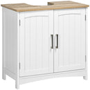 Mobile Sotto Lavabo Bagno 60x33x60 cm Base con Ante in MDF Bianco e Legno  