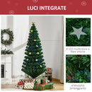Albero di Natale Artificiale 180 cm 27 LED a Forma di Stella Abete 