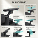 Sedia da Ufficio Ergonomica con Braccioli Poggiatesta Schienale Regolabili Funzione Dondolo in Rete Nero      