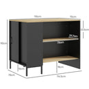 Isola da Cucina con Ripiani 14,5x70x90 cm Portacoltelli e Armadietto con Anta Scorrevole Nero
