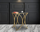 Tavolinetto Infinity 57x46x68 cm in Ferro e Specchio e MDF Oro e Nero