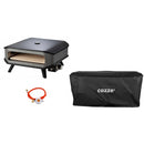  Forno per Pizza a Gas 17' Fino a 450° 42,5x42,5 cm con Pietra Refrattaria e Copertura