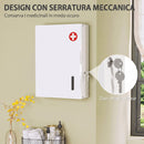 Armadietto Porta Medicinali da Parete 40x18x60 cm con 2 Chiavi e 6 Scomparti in Acciaio Laminato Bianco      