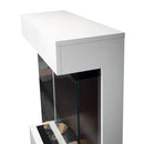 Caminetto Elettrico da Pavimento Autoportante Calliope Effetto Fuoco e Telecomando con Cornice in Legno MDF Bianco