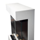 Caminetto Elettrico da Pavimento Autoportante Calliope Effetto Fuoco e Telecomando con Cornice in Legno MDF Bianco