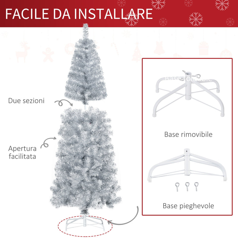 Albero di Natale Artificiale 180 cm 618 Rami Argento