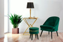 Sgabello Paris Verde Ø35x40,5 cm Legno Spugna e Velluto Sintetico Verde e Oro e Nero