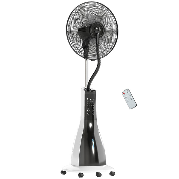 online Ventilatore Nebulizzatore 90W a 4 Ruote con Serbatoio 3L 3 Modalità e 3 Velocità 50x40x125 cm Bianco e Nero