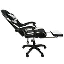 Sedia da Gaming Ergonomica con Poggiapiedi e Cuscini in PVC Bianco e Nero      