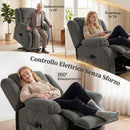 Poltrona Elettrica Alzapersona Reclinabile 150° 93x104x100 cm con Seduta Ampia Massaggiante e Riscaldata in Velluto Grigio      