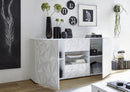 Mobile Buffet 2 Ante 2 Cassetti 180x42x84 cm in Legno TFT Praga Bianco Lucido