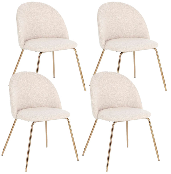 Set 4 Sedie 49x55x77 cm Tanya in Bouclè Oro e Avorio acquista