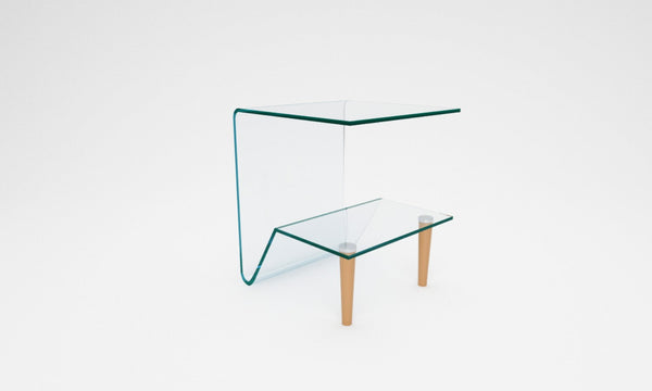 Quadratischer Couchtisch aus Glas 40x40x50cm TFT Glas Holz acquista