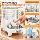 Distributore di Acqua per Gatti e Cani Automatico a Gravità 8 L 19,3x32,8x43,4 cm con Ciotola in Acciaio Inox e ABS Bianco      