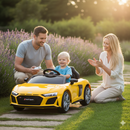 Macchina Elettrica per Bambini 12V Licenza Ufficiale Audi R8 New Spyder con Telecomando e Sedile in pelle Giallo