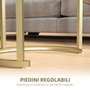 Set 2 Tavolini da Caffè Ø50x50.5 cm e 60x36x43.5 cm con Piano Effetto Marmo in Legno e Acciaio Bianco      