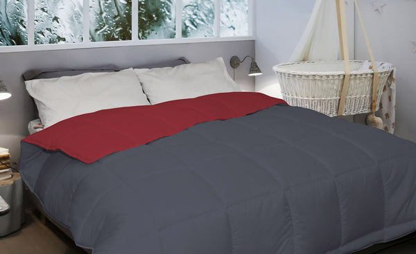 Doubleface Bordeaux/Dunkelgrau Mikrofaser Bettdecke 300gr prezzo