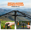 Tenda Pop-Up per 2-3 Persone 240x240x160 cm con Finestre in Rete e Borsa in Tessuto Oxford 210D UPF50+ Cachi      
