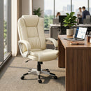 Sedia da Ufficio Girevole 65x68x112-122 cm con Funzione Dondolo Schienale Alto in Pelle PU Beige      