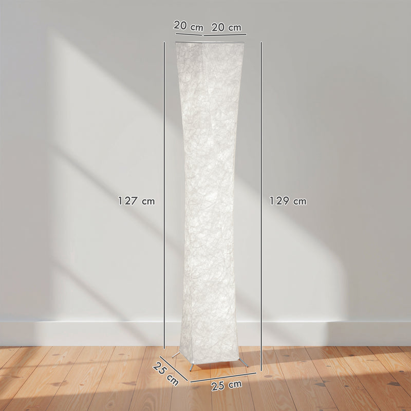 Lampada da Terra Moderna 25x25x129 cm con Interruttore a Pedale in Acciaio e Tessuto Bianco e Argento      