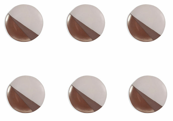 Set 6 Obstteller Ø22x2 cm aus Steingut Villa d'Este Home Tivoli Officina Weiß und Braun sconto