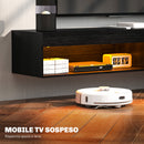 Mobile TV fino 75"" Sospeso con Luci LED 16 Colori e Telecomando 180x40x30 cm Nero