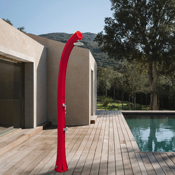 prezzo Doccia Solare da Esterno Giardino 26L Miscelatore e Lavapiedi Arkema New Happy Blu