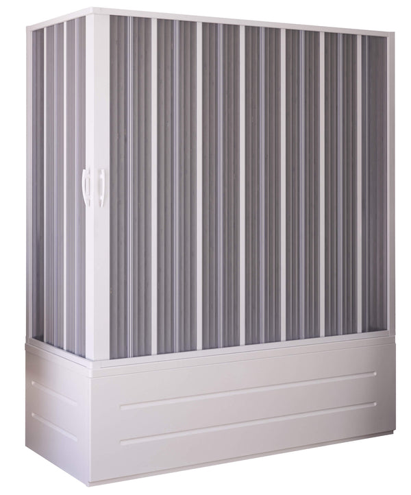 online Badewannen-Ecktrennwand 70 x 170 x 150 cm, 2 PVC-Falttüren, seitliche Öffnung, H 150 cm, Dorini, weiß