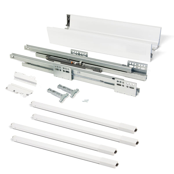 Vantage-Q Küchenschubladen-Kit H204 mm T 500 mm mit Emuca White Steel Soft Closing Rods online