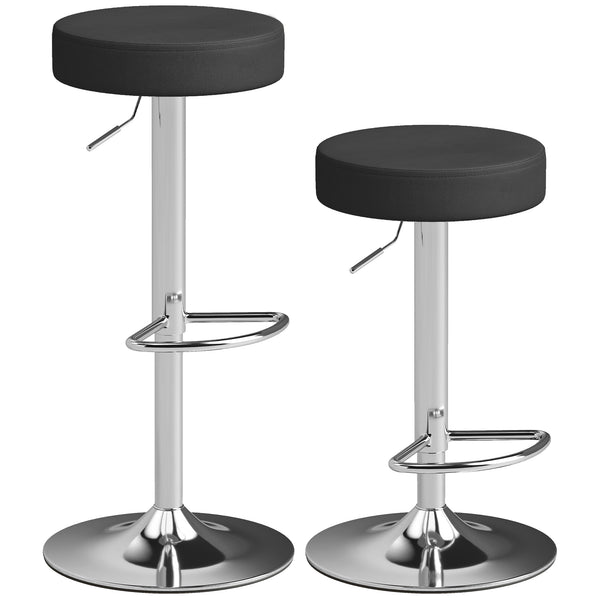 Set 2 Sgabelli da Bar Moderni Ø38,5x62-84 cm Regolabili in Pelle PU Spugna e Metallo Nero sconto