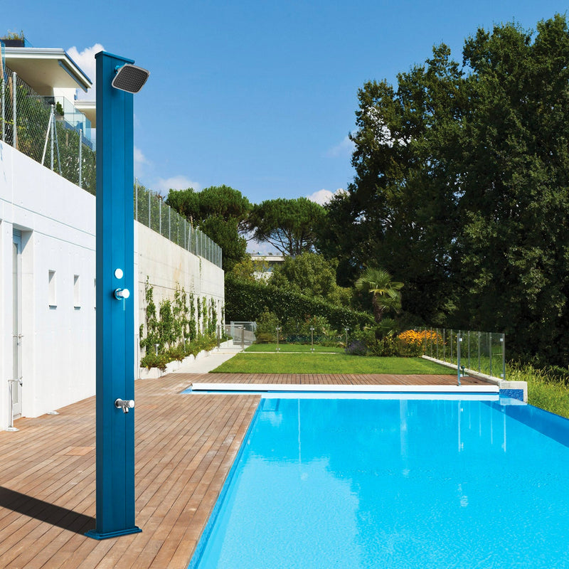 Doccia Solare da Esterno Giardino 30L Miscelatore e Lavapiedi Arkema Spring S Blu