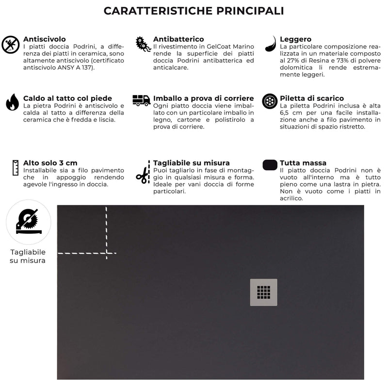 Piatto Doccia in Pietra Bonussi Everest Nero Varie Misure