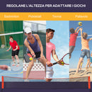 Rete Tennis Portatile 510x102x107/120/155 cm ad Altezza Regolabile Rossa e Nera