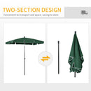 Ombrellone da Giardino Rettangolare 2x2.4 m Palo in Alluminio Verde e Nero  