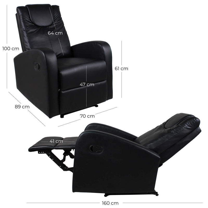 Poltrona Relax Manuale Reclinabile in Similpelle Vandi Grigia