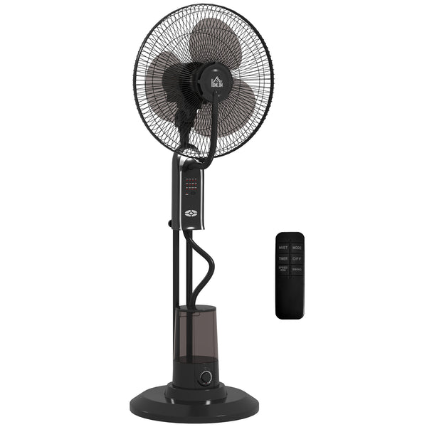 Ventilatore Nebulizzatore Regolabile 3 Velocità 44,5x38,5x120 cm con Telecomando in Metallo e Plastica Nero online