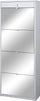 Schuhschrank 4 Türen mit Spiegel 1 Schublade 63 x 164 x 29 cm weiß geflammt
