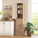 Mobile Colonna Bagno 40x35x180 cm a 2 Armadietti con 6 Ripiani Regolabili in Legno Color Legno      