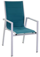 Sedia da Giardino 61x60x98cm in Alluminio Charlotte Bianca e Turchese