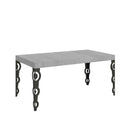 Tavolo Allungabile 140-400x90x77 cm Karamay Premium Cemento Telaio Antracite 